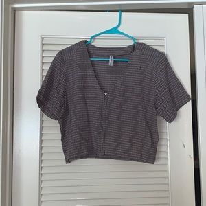 rvca zip up pattern shirt